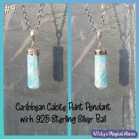 Caribbean Calcite Gemstone Sterling Silver Bail Pendants - Picture 11 of 12